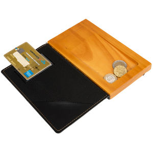 Securit Pochette pour additions WOOD, en cuir et bois, noir