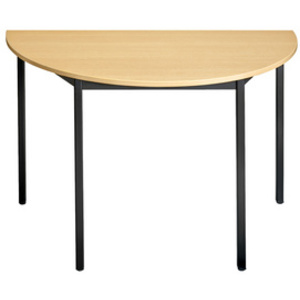 SODEMATUB Table de réunion 120DRHN, demi-ronde, hêtre/noir