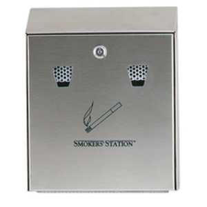 Rubbermaid Cendrier mural Smockers' Station, noir / argent