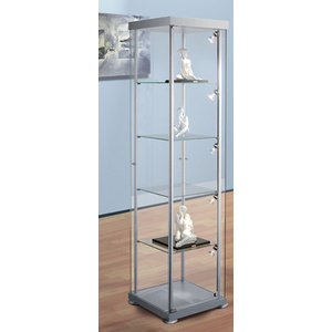 kerkmann Vitrine carrée expoline, 4 étagères en verre, gris
