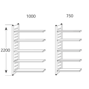 kerkmann Rayonnage 'M2', 5 tablettes, (L)750 x (H)2.200 mm