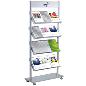 kerkmann Etagère à prospectus Rico, 12 x A4, gris argent
