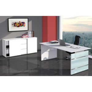 kerkmann Bahut, 3 tiroirs + 2 portes coulissantes, blanc