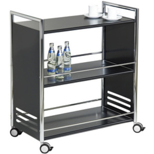 kerkmann Chariot de service, en acier, 3 étages, noir/chrome