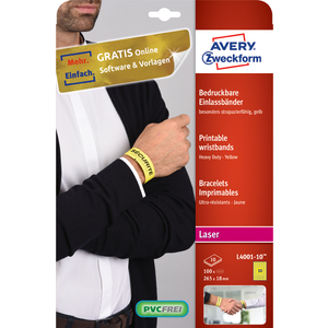 AVERY Zweckform Bracelet imprimable, 265 x 18 mm, blanc