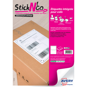 AVERY Etiquette intégrée Stick'NGo, 120 x 164 mm, blanc