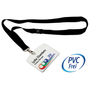 AVERY Pochette badge avec lacet textile noir