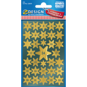 AVERY Zweckform ZDesign Stickers de Noël 'étoiles', or