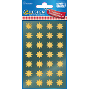 AVERY Zweckform ZDesign Stickers de Noël 'étoiles', or