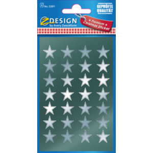 AVERY Zweckform ZDesign Stickers de Nöel 'étoiles', argent