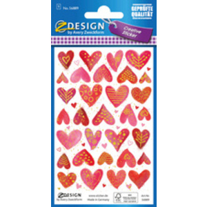 AVERY Zweckform ZDesign Sticker CREATIVE 'coeurs', rouge