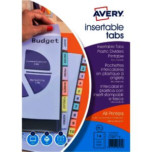 AVERY Intercalaires à onglets, 6 touches, PP, transparent  - 55151