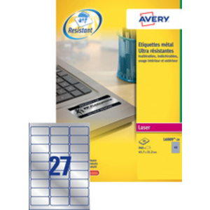AVERY Etiquette, ultra-résistant, 63,5 x 29,6 mm, argent