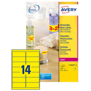 AVERY Etiquette fluorescente, 99,1 x 38,1 mm, jaune fluo