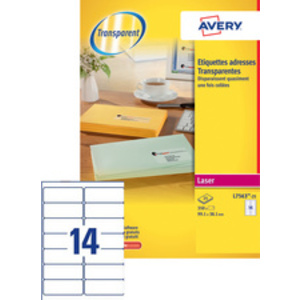 AVERY Etiquette d'adresse, 99,1 x 38,1 mm, transparent