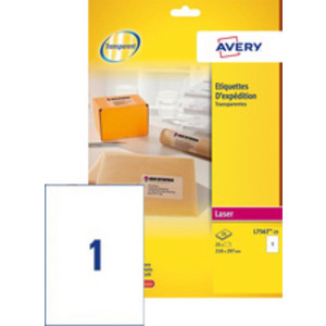 AVERY Etiquette d'expédition, transparent, 99,1 x 67,7 mm