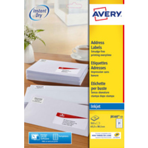 AVERY Etiquette d'adresse jet d'encre, 63,5 x 33,9 mm, blanc