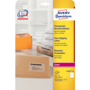 AVERY Zweckform Etiquette d'expédition, 210 x 297 mm,transp.