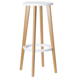 PAPERFLOW Tabouret de bar 'WOODY', set de 2, blanc