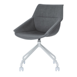 PAPERFLOW Chaise visiteur LUGE, set de 2, blanc / gris