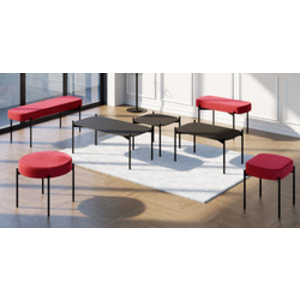 PAPERFLOW Tabouret GAIA, taille M, habillage velours, rouge