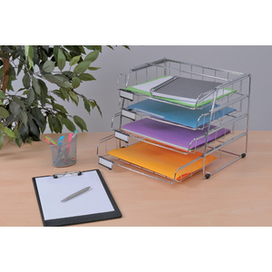 ALBA Corbeille à courrier 'COR4F' en fil d'acier, A4, 4 bacs  - 67686