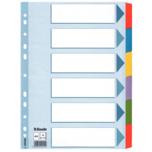 Esselte Intercalaires en carton, uni,A4,6 pièces,multicolore  - 50028