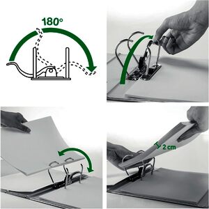 LEITZ Classeur à levier 180 degrés, format A4, 80 mm, blanc