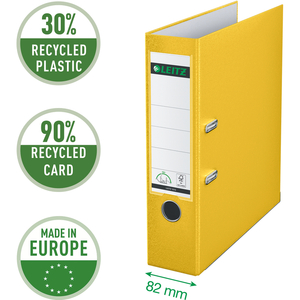 LEITZ Classeur à levier 180 degrés, format A4, 80 mm, jaune