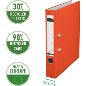 LEITZ Classeur à levier 180 degrés, format A4, 52 mm, rouge