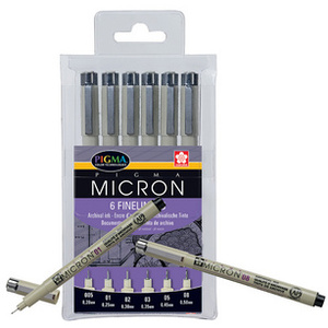SAKURA Feutre PIGMA MICRON, étui de 6, noir