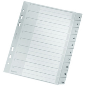 LEITZ Intercalaires en plastique, numéroté, format A5,1-10