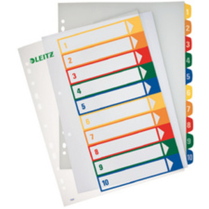LEITZ Intercalaires en plastique, numéroté, format A4 extra  - 56739