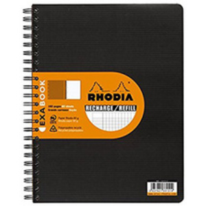 RHODIA Cahier recharge pour EXABOOK, A4+, quadrillé 5x5,noir