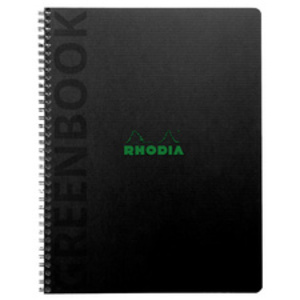 RHODIA Cahier à spirale GREENPAD, A5+, quadrillé, noir