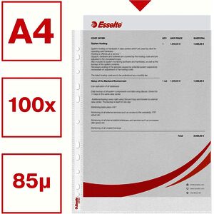 Esselte Pochettes perforées Standard Plus, A4, PP, 0,09 mm