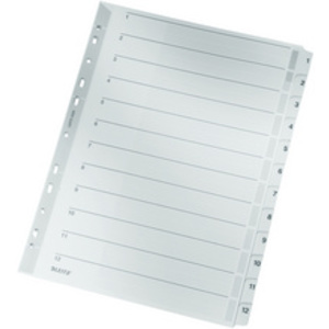 LEITZ Intercalaires en carton mylar, chiffres, A4, 1-10,gris