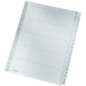 LEITZ Intercalaires en carton mylar, chiffres, A4, 1-10,gris