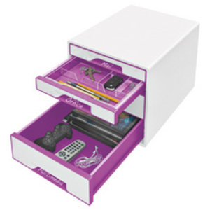 LEITZ Bloc de classement WOW CUBE, 4 tiroirs, blanc/rose