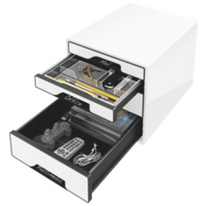LEITZ Bloc de classement WOW CUBE, 4 tiroirs, blanc perlé/