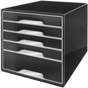 LEITZ Bloc de classement WOW CUBE, 5 tiroirs, noir/gris