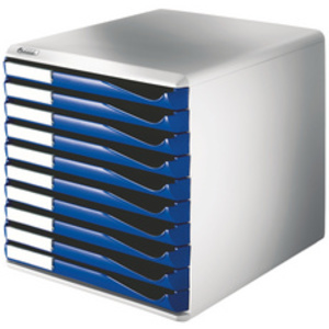 LEITZ Module de classement formulaires,10 tiroirs,gris/bleu