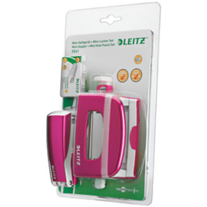 LEITZ Kit mini agrafeuse et perforateur Nexxt WOW, blanc