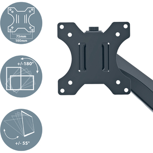 LEITZ Bras double pour écrans Ergo Dual, gris foncé