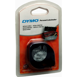 DYMO Ruban d'étiquette LetraTag, métallique, 12 mm x 4 m