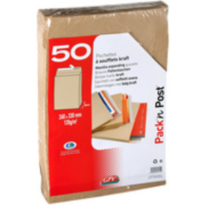 GPV Pochettes à soufflets, C4, 229 x 324 mm, kraft brun  - 23418