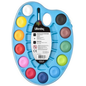 Wonday Boîte de pastilles de peinture, en palette,12 couleur