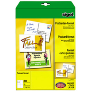 sigel cartes postales PC, A6, 185 g/m2, blanc