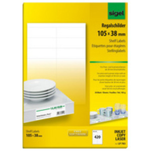 sigel Etiquette pour étagère, 105 x 38 mm, blanc, 170 g/m2