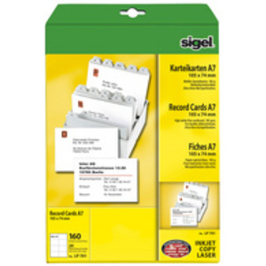 sigel Fiches bristol, A7 (A4), 185 g/m2, microperforation